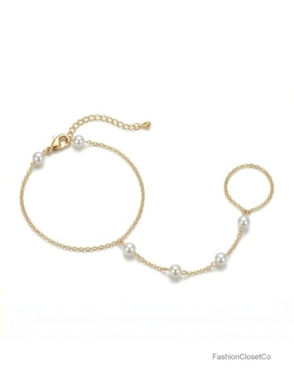 Dainty Pearls Cubic Zirconia Stackable Link Chain Bracelet Hand Chain